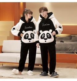 Winter Couple Pajamas Set Women Men Plush Soft Thicken Pyjamas Sleepwear Korean Loose Homewear Cartoon Panda Pyjamas Suit $68...