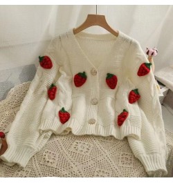 Sweaters Cardigan Female Strawberries 3D Embroidery Women Knitted Sweater Autumn Korean Sweet Kawaii V Neck Mujer Tops $40.77...