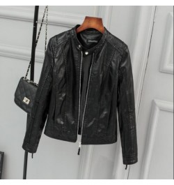 2023 New Women's Spring / autumn PU Leather Jacket Casual Bodycon Soft Artificial Leather Motorcycle Jacket Ladies Jacket $49...