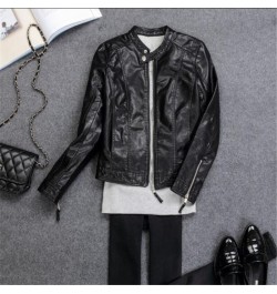 2023 New Women's Spring / autumn PU Leather Jacket Casual Bodycon Soft Artificial Leather Motorcycle Jacket Ladies Jacket $49...