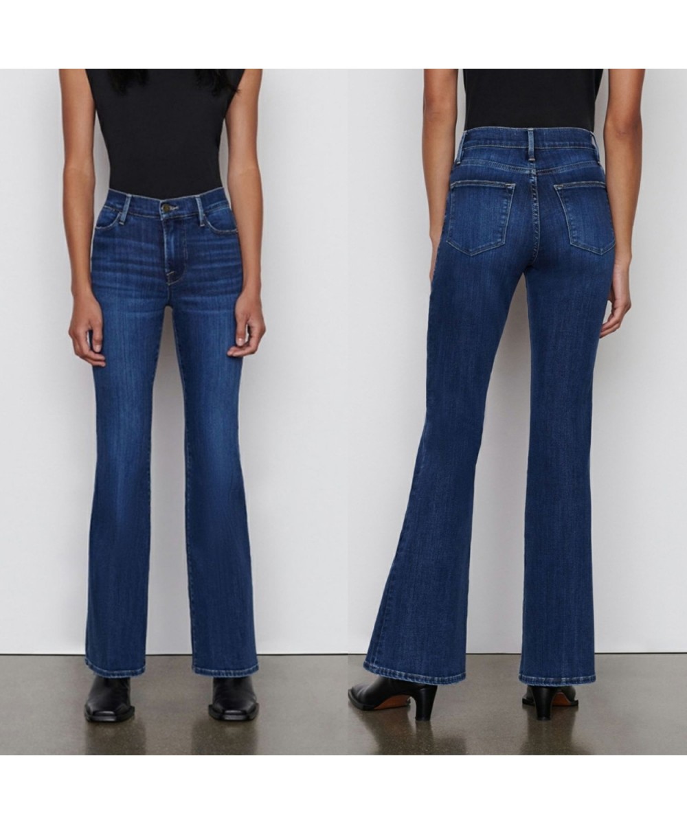 Women high waist elastic flared denim trousers 2023 new fashion slim lady jeans $80.68 - Jeans