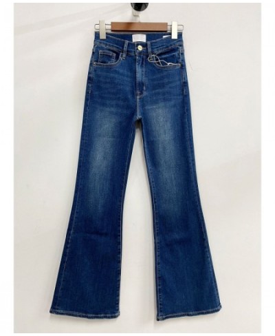 Women high waist elastic flared denim trousers 2023 new fashion slim lady jeans $80.68 - Jeans