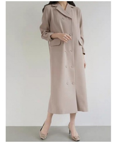 Patchwork Long Blazers For Women Notched Double Breasted Pleated Korean Style Female Fashion Coats Autumn Winter 2R8918 $98.9...