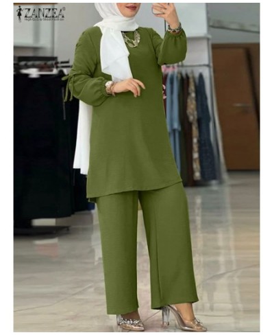 Elegant Long Sleeve Blouse Pant Sets 2PCS Solid Loose Abayas For Women Turkey Kaftan Fashion Fall Muslim Trouser Suit $64.28 ...