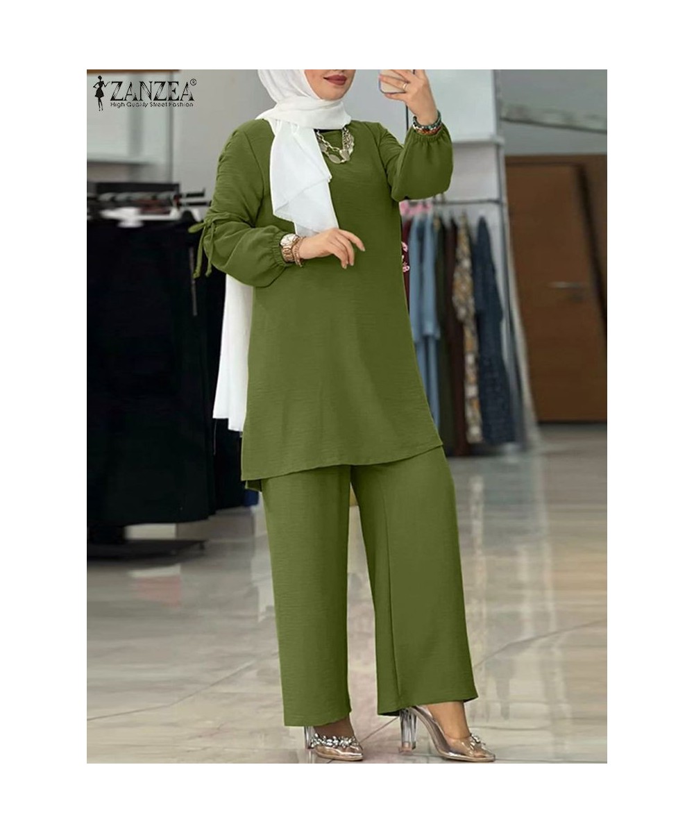 Elegant Long Sleeve Blouse Pant Sets 2PCS Solid Loose Abayas For Women Turkey Kaftan Fashion Fall Muslim Trouser Suit $64.28 ...