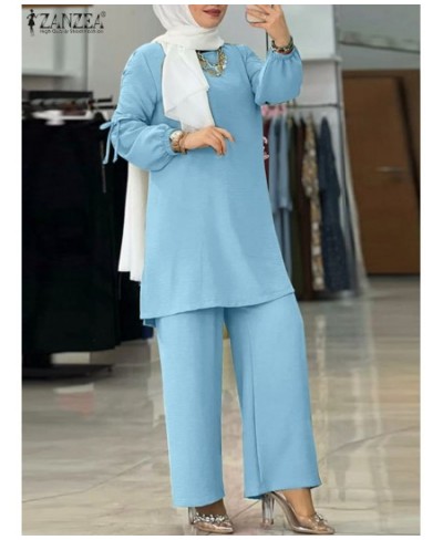 Elegant Long Sleeve Blouse Pant Sets 2PCS Solid Loose Abayas For Women Turkey Kaftan Fashion Fall Muslim Trouser Suit $64.28 ...