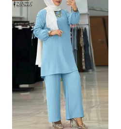 Elegant Long Sleeve Blouse Pant Sets 2PCS Solid Loose Abayas For Women Turkey Kaftan Fashion Fall Muslim Trouser Suit $64.28 ...