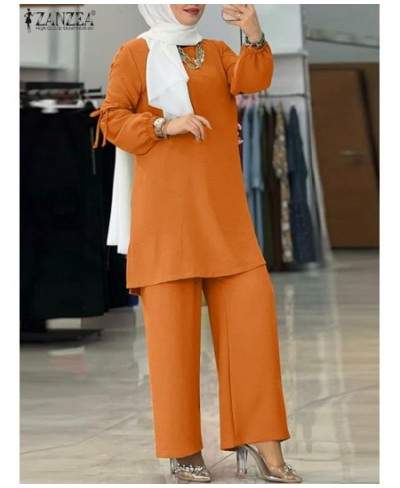 Elegant Long Sleeve Blouse Pant Sets 2PCS Solid Loose Abayas For Women Turkey Kaftan Fashion Fall Muslim Trouser Suit $64.28 ...