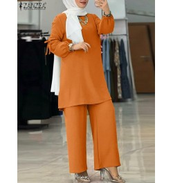 Elegant Long Sleeve Blouse Pant Sets 2PCS Solid Loose Abayas For Women Turkey Kaftan Fashion Fall Muslim Trouser Suit $64.28 ...