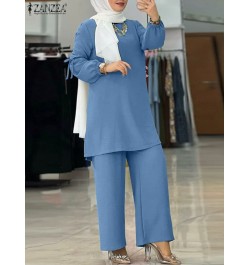 Elegant Long Sleeve Blouse Pant Sets 2PCS Solid Loose Abayas For Women Turkey Kaftan Fashion Fall Muslim Trouser Suit $64.28 ...