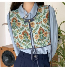 Vintage Cropped Vests Women Floral Embroidery Chic Streetwear Spring Sleeveless Coats Fashion Lace-up Hipster Unisex BF Ulzza...