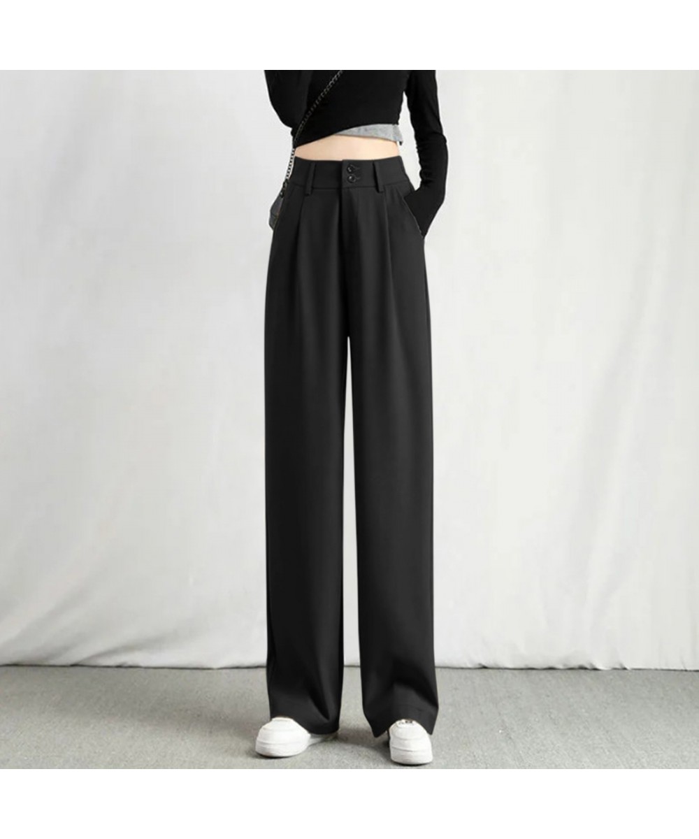 2023 Spring Summer Wide Leg Pants Women Casual High Waist Korean Fashion Office Ladies Elegant Black Straight Suit Trousers $...