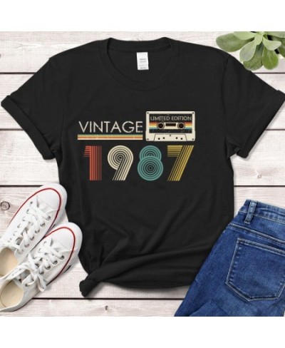 Vintage Made In 1987 Limited Edition Tape Case Funny Women T Shirt 36th 36 Years Old Birthday Fashion Tshirt Wife Mother Gift...