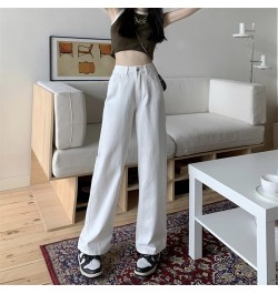 White Jeans Women 2022 High Waist Baggy Streetwear Korean Style Vintage Retro Denim Trousers All-match Summer Джинсы Женские ...
