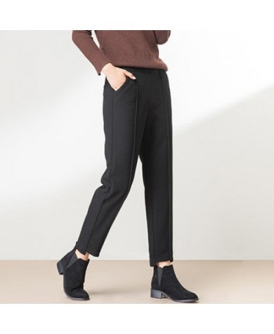 Women Pants Harem Pants Women's Woolen Pants Loose High Waist Ankle-Tied Trousers Pantalones De Mujer $31.59 - Bottoms