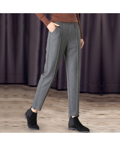 Women Pants Harem Pants Women's Woolen Pants Loose High Waist Ankle-Tied Trousers Pantalones De Mujer $31.59 - Bottoms