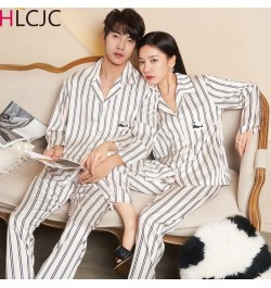 Striped Panda Silk Satin Couple Pajamas Set Cardigan Pyjamas Women Pajamas Long Sleeve Sleepwear Lounge Pijama Men Plus Size ...