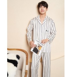 Striped Panda Silk Satin Couple Pajamas Set Cardigan Pyjamas Women Pajamas Long Sleeve Sleepwear Lounge Pijama Men Plus Size ...