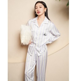 Striped Panda Silk Satin Couple Pajamas Set Cardigan Pyjamas Women Pajamas Long Sleeve Sleepwear Lounge Pijama Men Plus Size ...