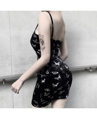 Harajuku Black Dress Women Gothic Spaghetti Strap Backless Off Shoulder Dresses Female Fashion Casual Print Sexy Dress $18.34...