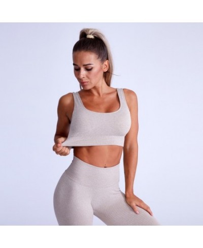 Ribbed Yoga Set Tracksuit Sportswear Ensemble Female 2 Pieces Women Gym Clothes Seamless Gym Workout Fitness Crop Top Legging...