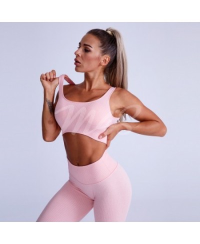 Ribbed Yoga Set Tracksuit Sportswear Ensemble Female 2 Pieces Women Gym Clothes Seamless Gym Workout Fitness Crop Top Legging...