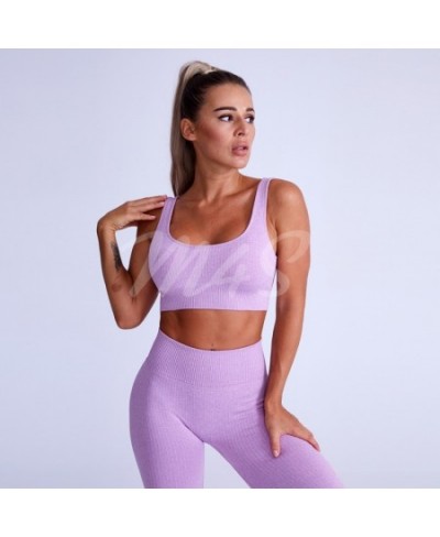 Ribbed Yoga Set Tracksuit Sportswear Ensemble Female 2 Pieces Women Gym Clothes Seamless Gym Workout Fitness Crop Top Legging...