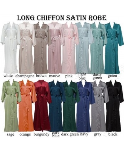 Chiffon Satin Robe Long Bride Robe Custom Name Bridesmaid Robes Maid Of Honor Team Bride Pijama Robe Originale $56.42 - Sleep...