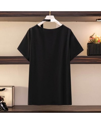 150Kg Plus Size Women's Bust 152 Contrast Stitching T-Shirt Summer Loose Short-Sleeved Fake Two-piece Top 5XL 6XL 7XL 8XL 9XL...