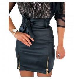 Fashion Sexy High waist Bandage PU leather Women Skirts Zipper Pencil Mini skirt Party Club Ladies Black skirt Streetwear $30...