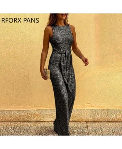 Glitter Round Neck Sleeveless Backless Sequins Jumpsuit $57.50 - Jumpsuits