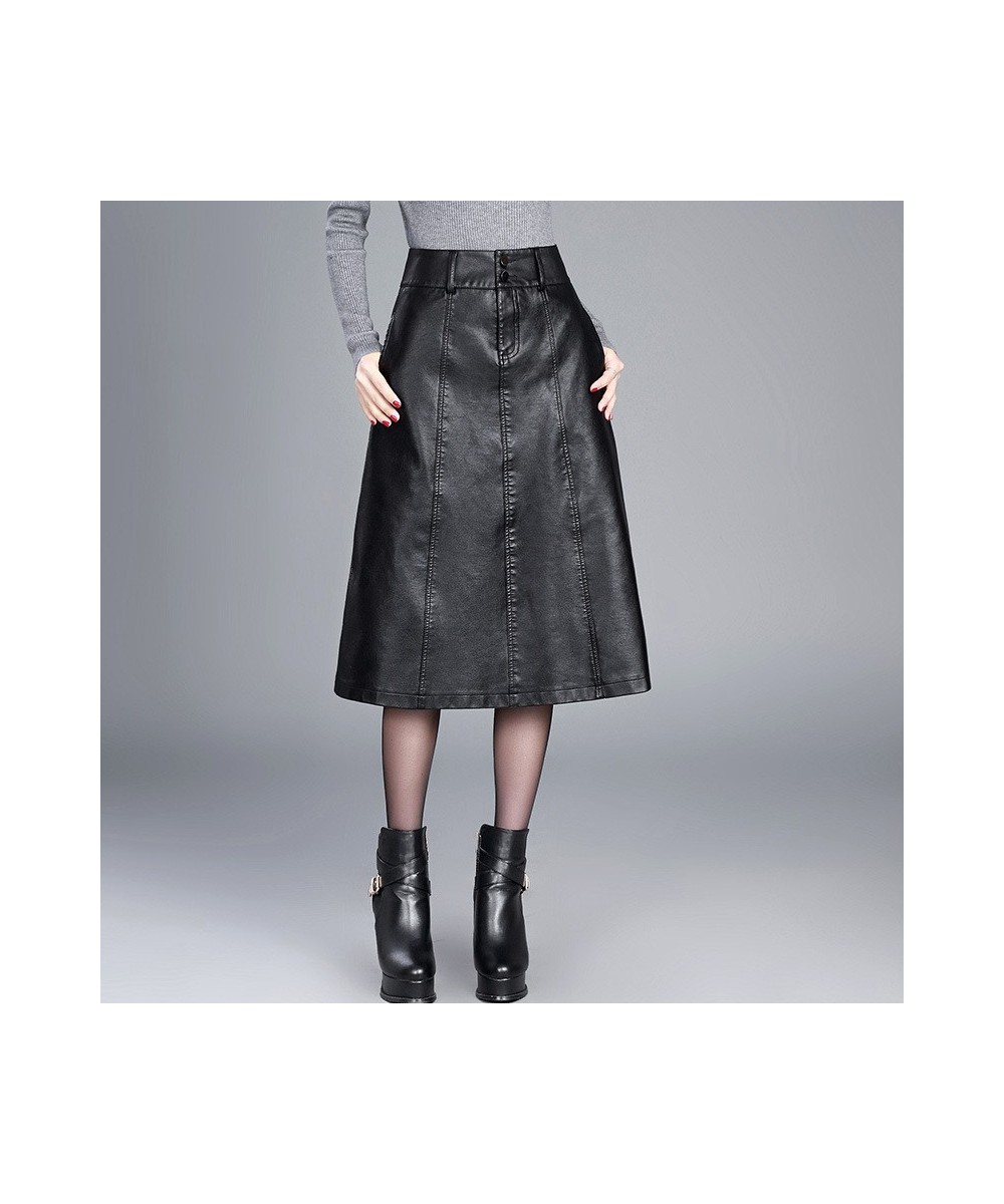 women Winter midi skirt 2023 spring womens high waist PU leather skirt faldas vintage saias plus size M-4XL fashion $55.67 - ...