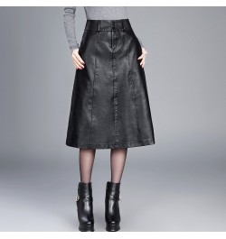 women Winter midi skirt 2023 spring womens high waist PU leather skirt faldas vintage saias plus size M-4XL fashion $55.67 - ...