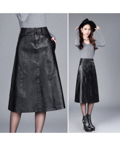 women Winter midi skirt 2023 spring womens high waist PU leather skirt faldas vintage saias plus size M-4XL fashion $55.67 - ...