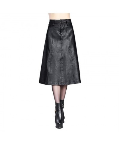 women Winter midi skirt 2023 spring womens high waist PU leather skirt faldas vintage saias plus size M-4XL fashion $55.67 - ...