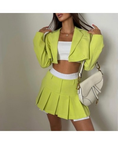 New Solid Casual Two Piece Sets For Women Spring Fall Outfits Fashion High Waist Skirts Set Pleated Female Y2K Skirts Set $58...