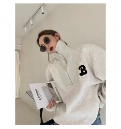 Punk Style Lapel Collar Grey Sweatshirt Women Vintage Streetwear American Casual Pullover Hoodies 2023 Korean Fashion Clothes...