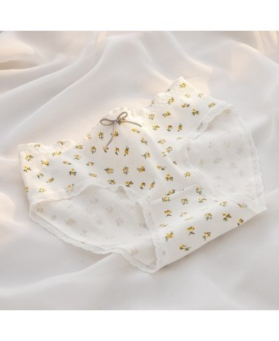 M-XL Women's Cotton Underwear Girls' Cute Flower Briefs Mid Waist Seamless Underpants Sexy Lace Panties Female Lingerie $12.5...