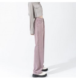 Purple High Waisted Jeans for Women 2022 Fashion Straight Vintage Streetwear Wide Leg Pants Full Length Y2K Denim Pants $51.4...