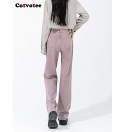 Purple High Waisted Jeans for Women 2022 Fashion Straight Vintage Streetwear Wide Leg Pants Full Length Y2K Denim Pants $51.4...