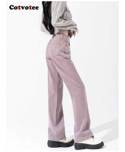 Purple High Waisted Jeans for Women 2022 Fashion Straight Vintage Streetwear Wide Leg Pants Full Length Y2K Denim Pants $51.4...