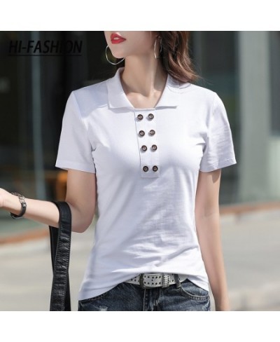 Women Office Lapel T-Shirt Korean Summer Short Sleeve Tshirt 2022 Spring Casual Lady Tops Tee Female Clothing $29.74 - Tops &...