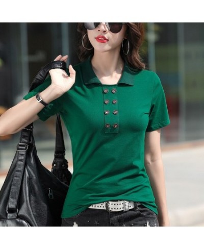 Women Office Lapel T-Shirt Korean Summer Short Sleeve Tshirt 2022 Spring Casual Lady Tops Tee Female Clothing $29.74 - Tops &...