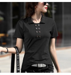 Women Office Lapel T-Shirt Korean Summer Short Sleeve Tshirt 2022 Spring Casual Lady Tops Tee Female Clothing $29.74 - Tops &...