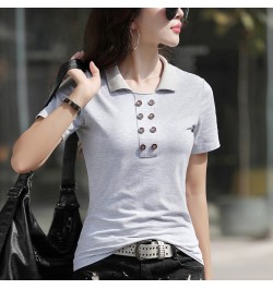 Women Office Lapel T-Shirt Korean Summer Short Sleeve Tshirt 2022 Spring Casual Lady Tops Tee Female Clothing $29.74 - Tops &...