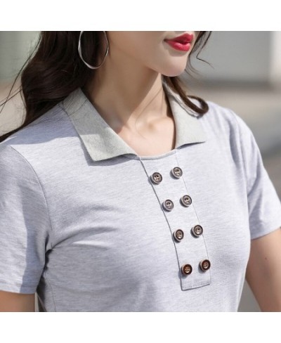 Women Office Lapel T-Shirt Korean Summer Short Sleeve Tshirt 2022 Spring Casual Lady Tops Tee Female Clothing $29.74 - Tops &...