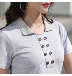 Women Office Lapel T-Shirt Korean Summer Short Sleeve Tshirt 2022 Spring Casual Lady Tops Tee Female Clothing $29.74 - Tops &...