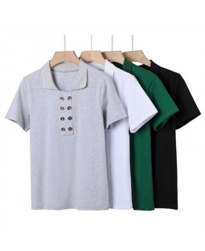 Women Office Lapel T-Shirt Korean Summer Short Sleeve Tshirt 2022 Spring Casual Lady Tops Tee Female Clothing $29.74 - Tops &...