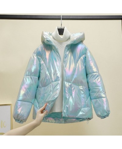 Korean Loose Winter jacket Coats Bright Face Down Cotton Jacket Long Sleeved Thick Parkas Pink Blue Purple Femme Clothing $53...