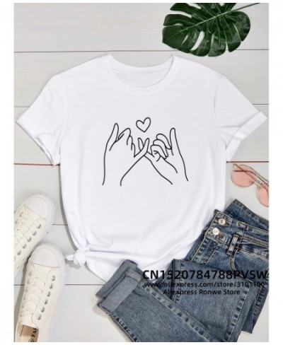 Pinky Swear Heart Best Friend Women Cotton T-Shirts Girl Cute Bestie Graphic Designed Tops Tees BFF Matching Sisters Clothes ...